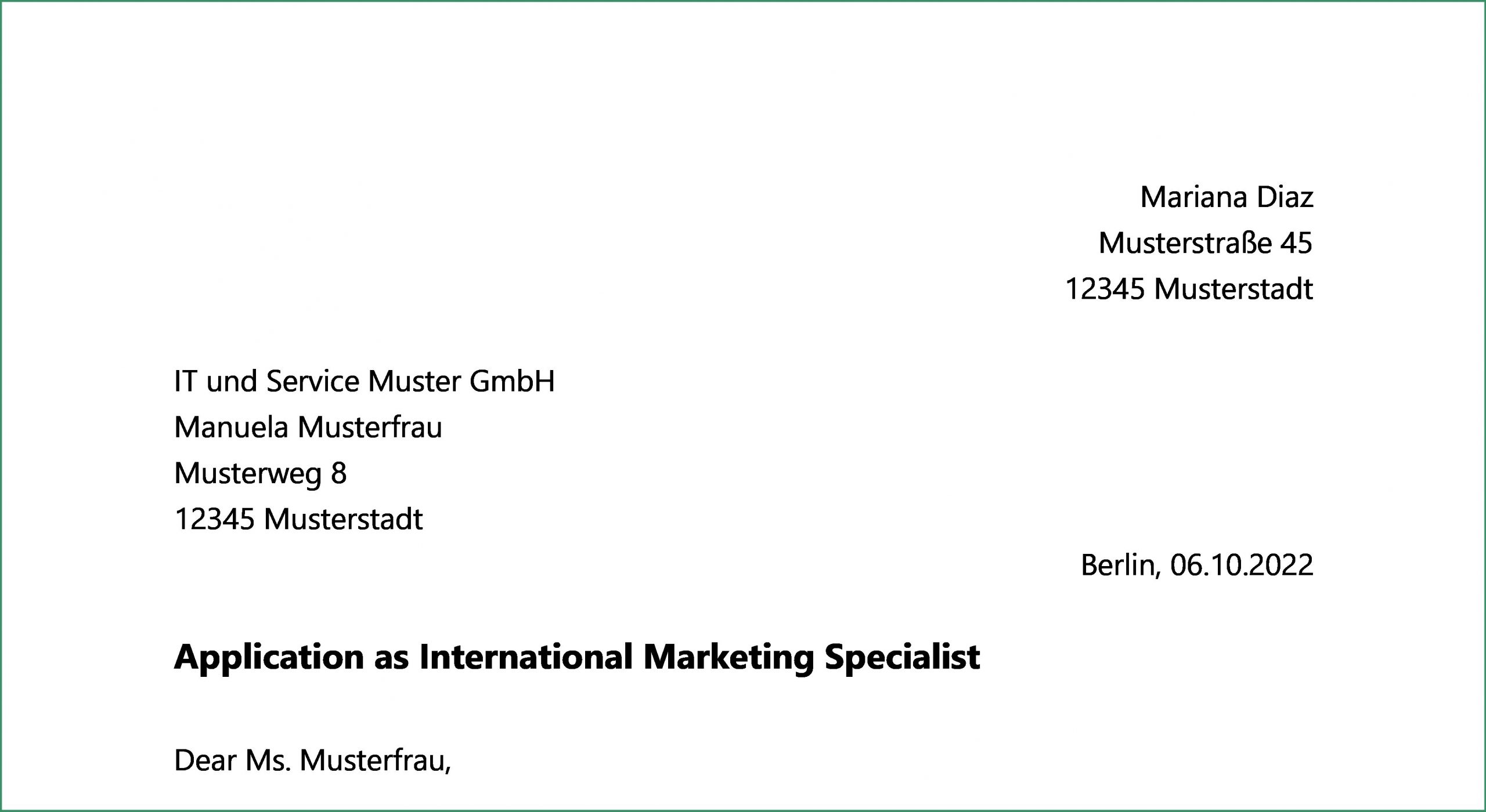 Cover Letter Germany Formatting